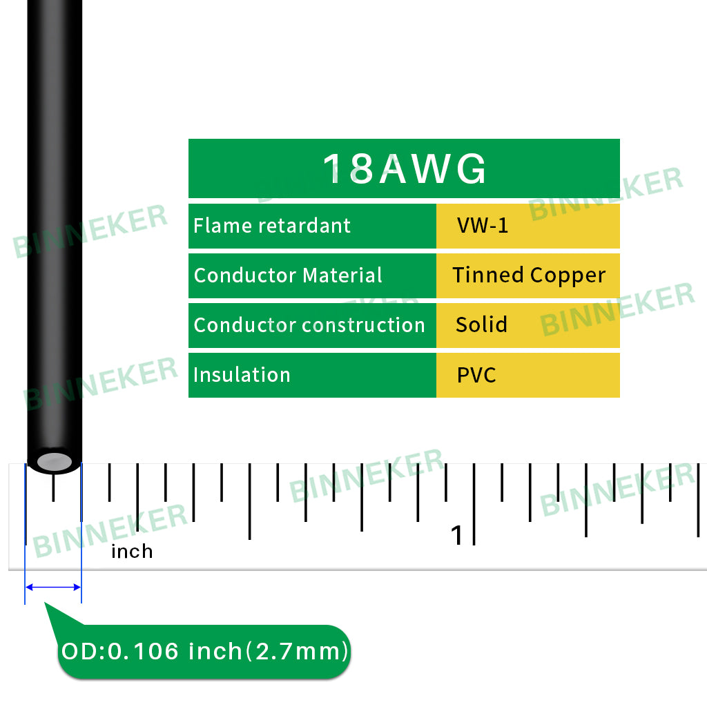 Solid Single Core Wire 1007 18 AWG Hook-Up Wire: Solid tinned