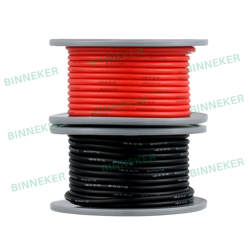 BINNEKER 18 Gauge Silicone 50 ft(Red and Black Each Color 25 ft) Wire