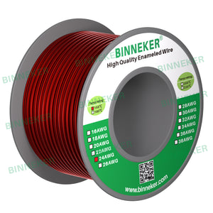 24 AWG Magnet Wire Enameled Copper Wire Enameled Magnet Winding Wire Red 0.0197" Diameter 4 oz