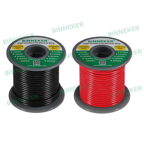 20 Gauge PVC 1007 Electric Wire Red and Black Each 100 ft 20 AWG 1007 Hook Up Stranded Wire