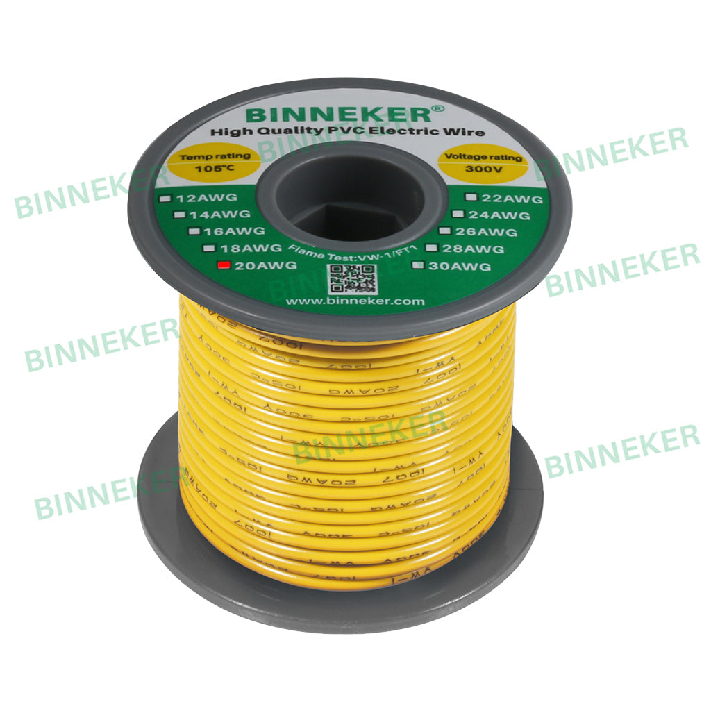 20 Gauge PVC 1007 Electric Wire Yellow 50 ft 20 AWG 1007 Hook Up Stranded Wire