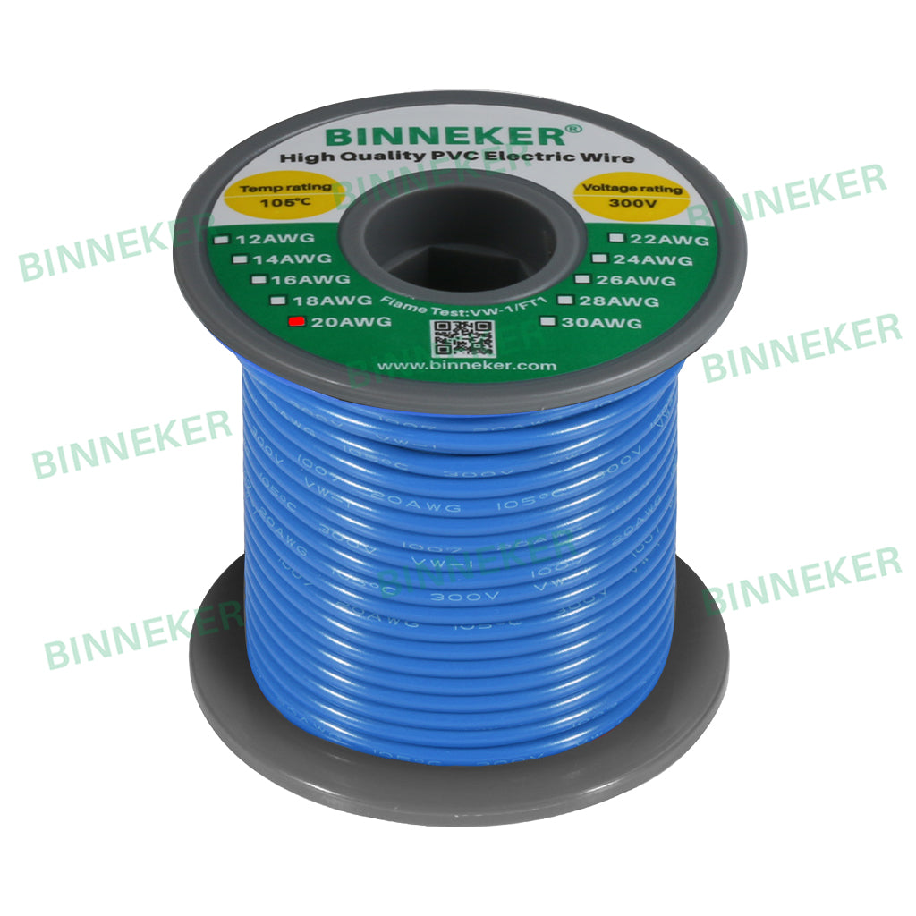 20 Gauge PVC 1007 Electric Wire Blue 100 ft 20 AWG 1007 Hook Up Stranded Wire