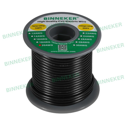 20 Gauge PVC 1007 Electric Wire Black 100 ft 20 AWG 1007 Hook Up Stranded Wire