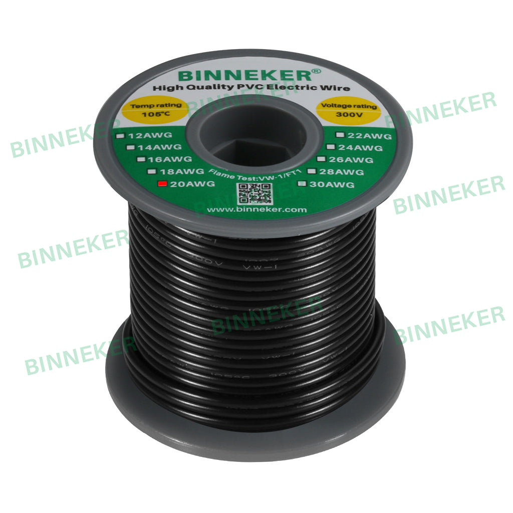 20 Gauge PVC 1007 Electric Wire Black 50 ft 20 AWG 1007 Hook Up Stranded Wire