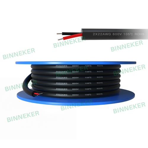 22 Gauge 2 Conductors XLPE Solid Electrical Wire Power Cable Tinned Copper Wire Spool Black 100ft