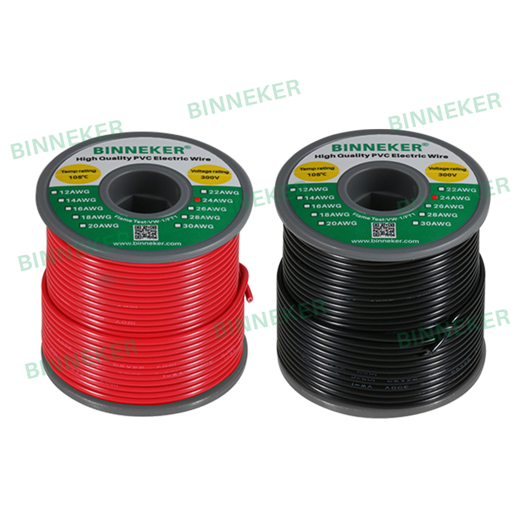 24 Gauge PVC 1007 Electric Wire Red and Black Each 100ft 24 AWG 1007 Hook Up Stranded Wire