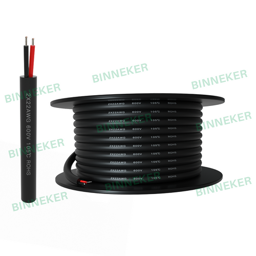 22 Gauge 2 Conductors XLPE Solid Electrical Wire Power Cable Tinned Copper Wire Spool Black 50ft