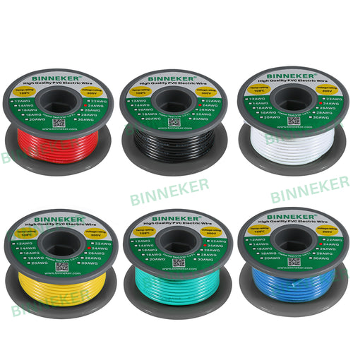 24 Gauge PVC 1007 Electric Wire 6 Colors Each 30 ft 24 AWG 1007 Hook Up Stranded Wire