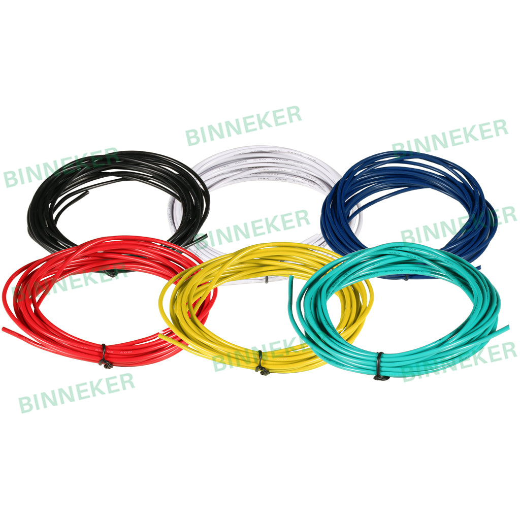 18 Gauge PVC 1007 Solid Electric Wire Kit 6 Color Each 15 ft 18 AWG 1007 Hook Up Wire 300V Solid Tinned Copper Wire