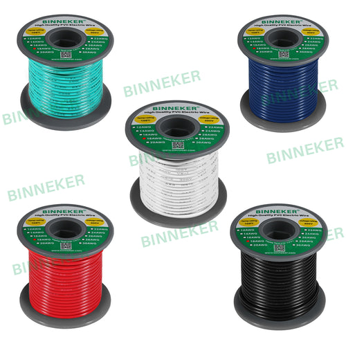 18 Gauge PVC 1007 Solid Electric Wire Kit 5 Color Each 50 ft 18 AWG 1007 Hook Up Wire 300V Solid Tinned Copper Wire