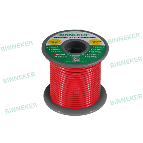 18 Gauge PVC 1007 Solid Electric Wire Red 50 ft 18 AWG 1007 Hook Up Wire 300V Solid Tinned Copper Wire