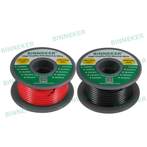 22 Gauge PVC 1007 Solid Electric Wire Red and Black Each 50 ft 22 AWG 1007 Hook Up Wire 300V Solid Tinned Copper Wire