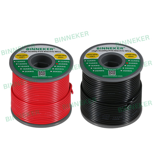 24 Gauge PVC 1007 Solid Electric Wire Red and Black Each 100 ft 24 AWG 1007 Hook Up Tinned Copper Wire