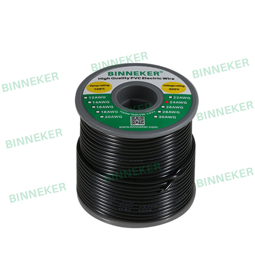 24 Gauge PVC 1007 Solid Electric Wire Black 100 ft 24 AWG 1007 Hook Up Wire 300V Solid Tinned Copper Wire