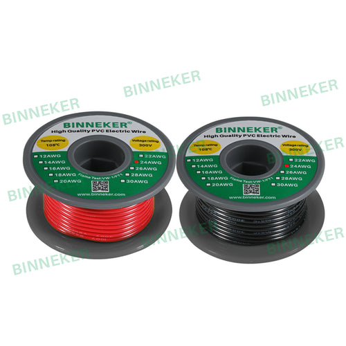 24 Gauge PVC 1007 Solid Electric Wire Red and Black Each 50 ft 24 AWG 1007 Hook Up Tinned Copper Wire