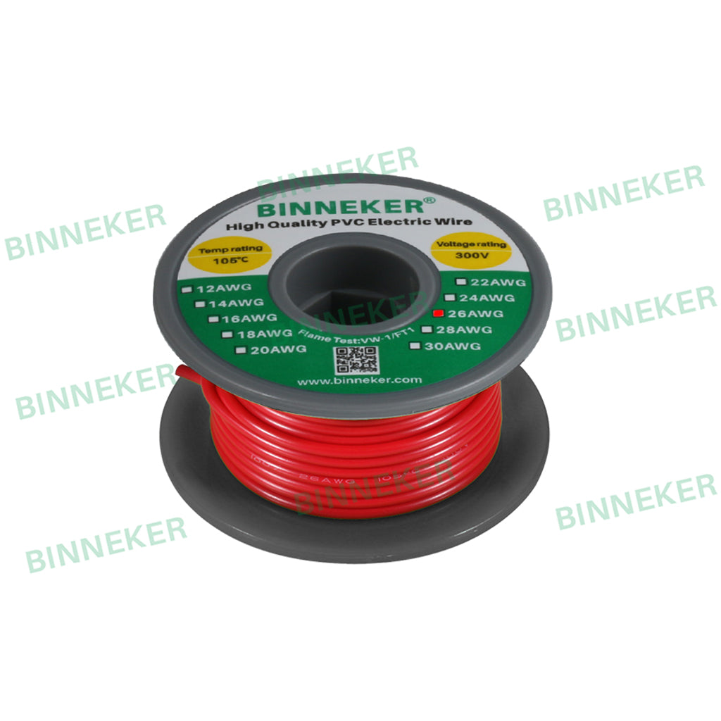 BINNEKER 18 Gauge PVC 1007 Solid Electric Wire Red 100 ft 18 AWG 1007 Hook  Up Wire 300V Solid Tinned Copper Wire