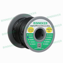 Load image into Gallery viewer, BINNEKER 14 AWG Silicone Wire 400 strands 0.08 mm tinned copper wire Black 25 ft/40 ft