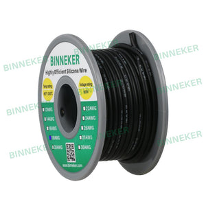 BINNEKER 18 Gauge Silicone Wire 150 strands of 0.08 mm Black