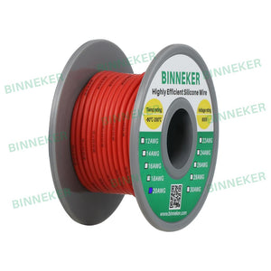 BINNEKER 20 Gauge Silicone Wire 100 strands of 0.08 mm Red