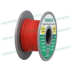 BINNEKER 22 Gauge Silicone Wire 60 strands of 0.08 mm Red