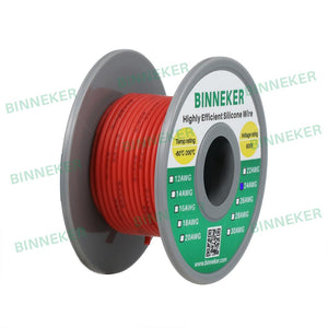 BINNEKER 24 Gauge Silicone Wire 40 strands of 0.08 mm Red