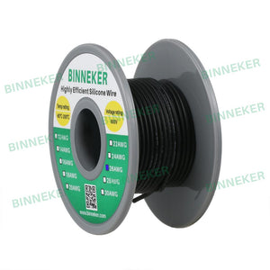 BINNEKER 26 Gauge Silicone Wire 30 strands of 0.08 mm Black