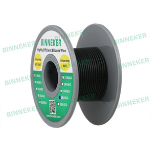 BINNEKER 28 Gauge Silicone Wire 16 strands of 0.08 mm Black