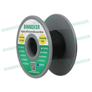 BINNEKER 30 Gauge Silicone Wire 11 strands of 0.08 mm Black