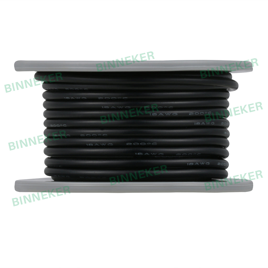 BINNEKER 18 Gauge Silicone Wire Black 50 ft/100 ft 18 AWG Tinned