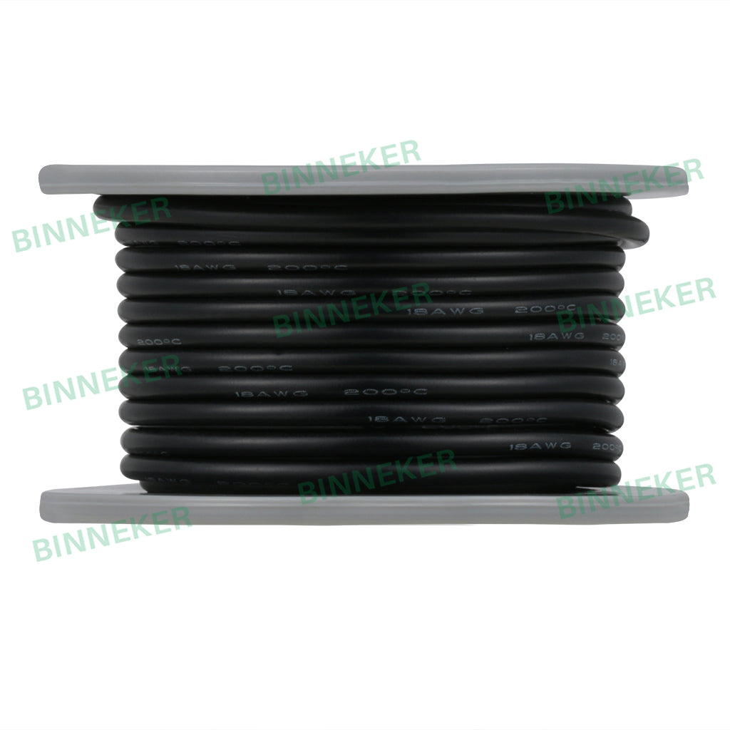 BINNEKER 18 Gauge Silicone Wire Black 50 ft/100 ft