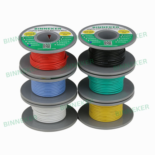 BINNEKER 20 Gauge Silicone Rubber Copper Wire 6 colors (each color 19.7 ft)