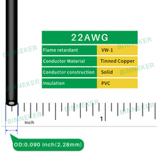 Load image into Gallery viewer, 22 Gauge PVC 1007 Solid Electric Wire Black 100 ft 22 AWG 1007 Hook Up Tinned Copper Wire