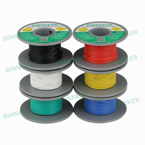 BINNEKER 22 Gauge Silicone Wire 6 colors (each color 19.7 ft)