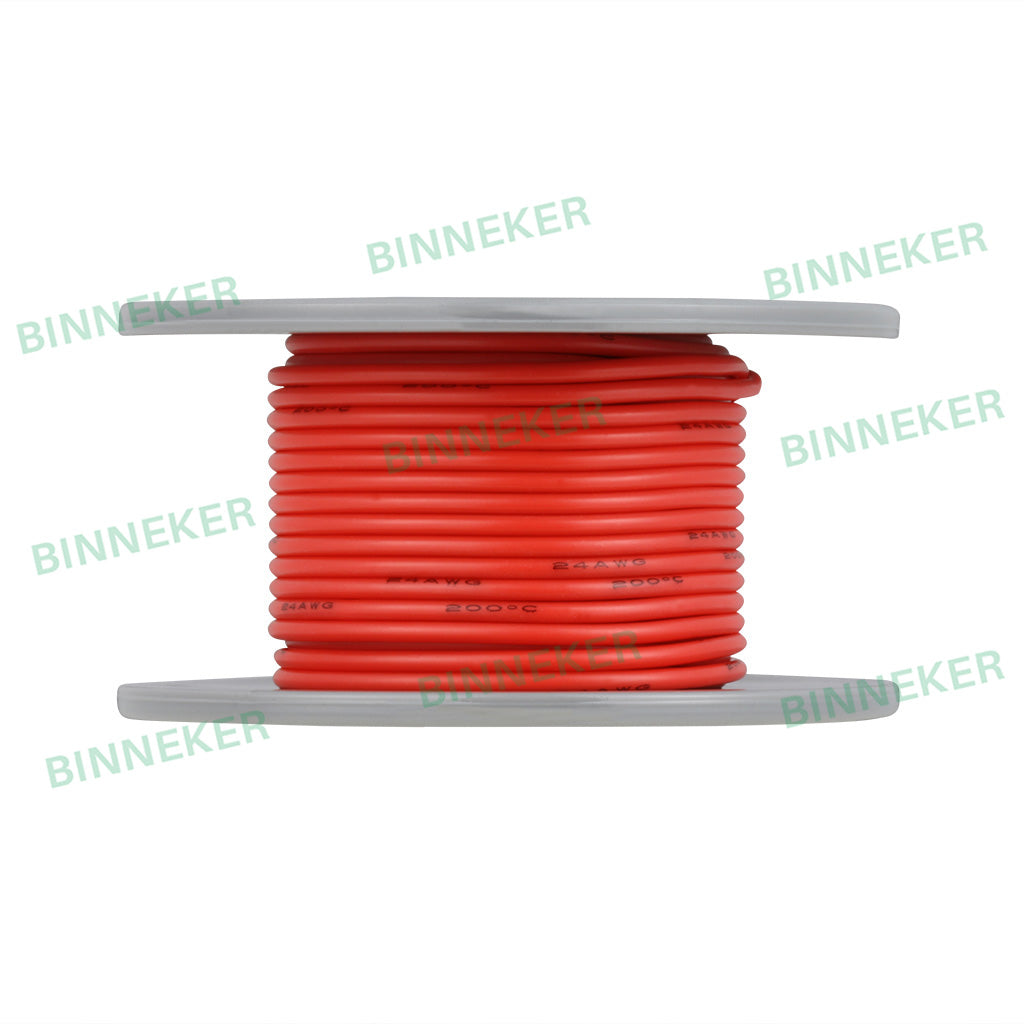 BINNEKER 24 GaugeSilicone Wire Red 50 ft/100 ft