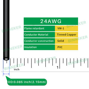 24 Gauge PVC 1007 Solid Electric Wire Kit 5 Color Each 20 ft 24 AWG 1007 Hook Up Wire 300V Solid Tinned Copper Wire