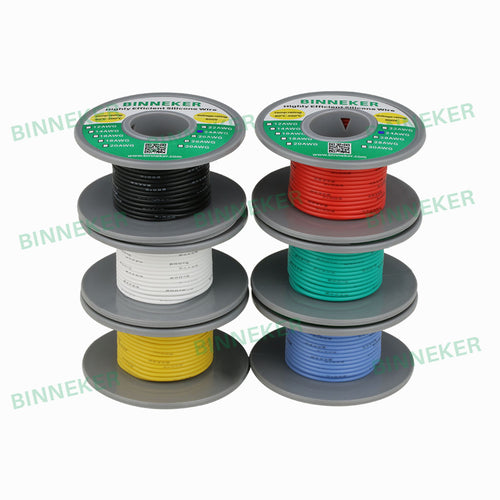 BINNEKER 24 gauge Silicone Rubber Copper Wire 6 colors  (each color 19.7 ft)