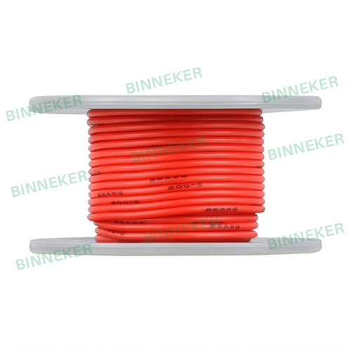 BINNEKER 26 Gauge Silicone Wire 30 strands of 0.08 mm Red 50 ft/100 ft