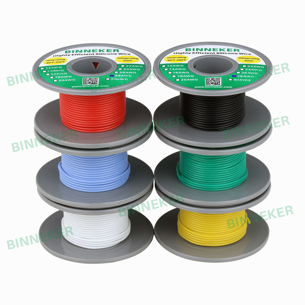 BINNEKER 28 Gauge Silicone Wire 6 colors (each color 32.8 ft)