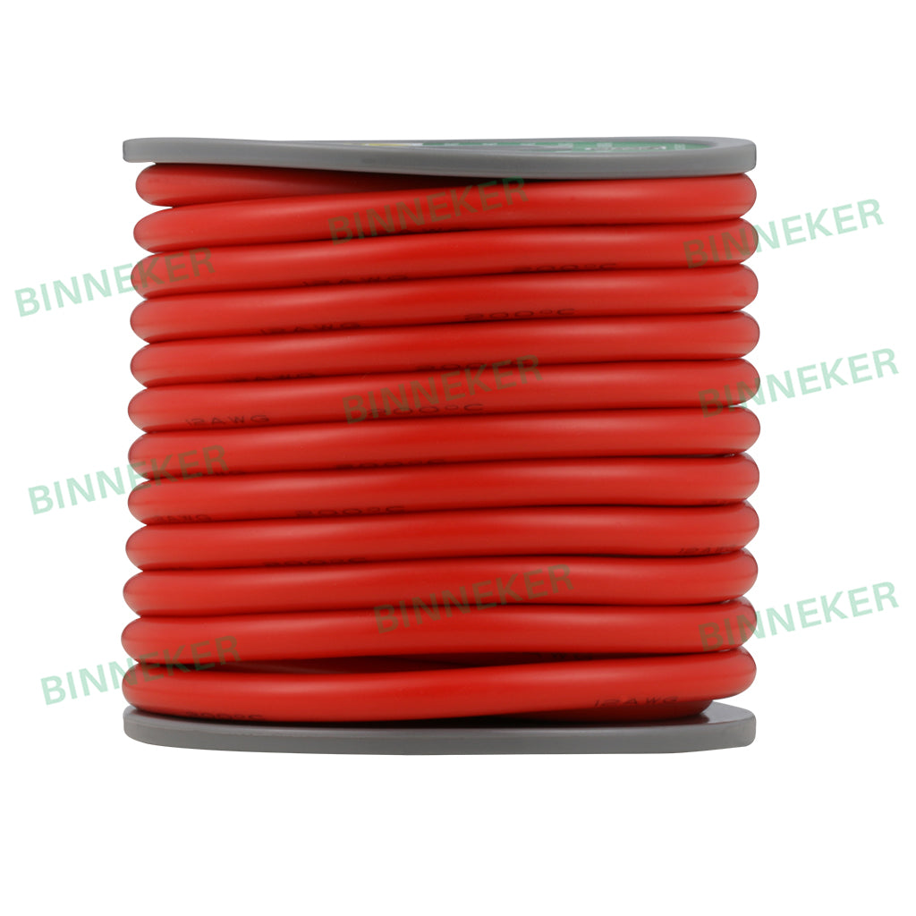 BINNEKER 12 Gauge Silicone Wire Red 25 ft 12 AWG Tinned Copper