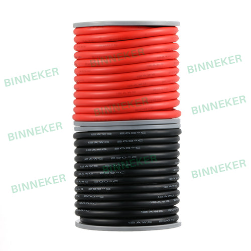 BINNEKER 12 Gauge Silicone Wire Ultra Flexible 50 feet (25 ft red and 25 ft black)