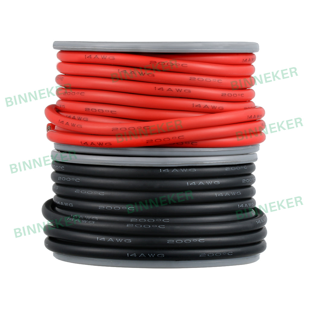 BINNEKER 14 Gauge Silicone Wire 80 ft (Red and Black each color 40 ft)