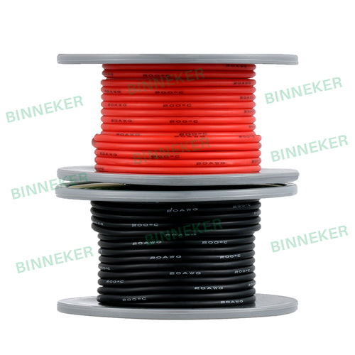 BINNEKER 20 Gauge Silicone Wire 50 ft (Red and Black each color 25 ft )