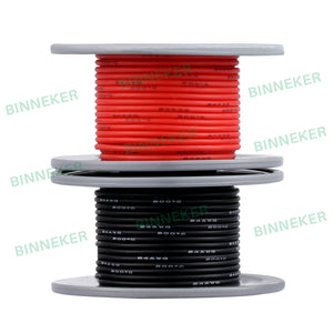 BINNEKER 24 gauge Silicone Wire 100 ft (Red and Black Each Color 50 ft)