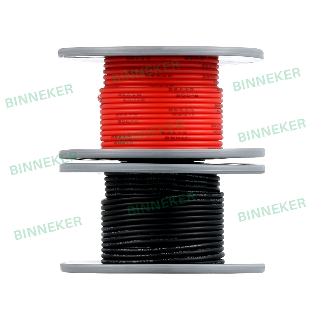 BINNEKER 26 Gauge Silicone Wire 100 ft (Red and Black Each Color 50 ft)