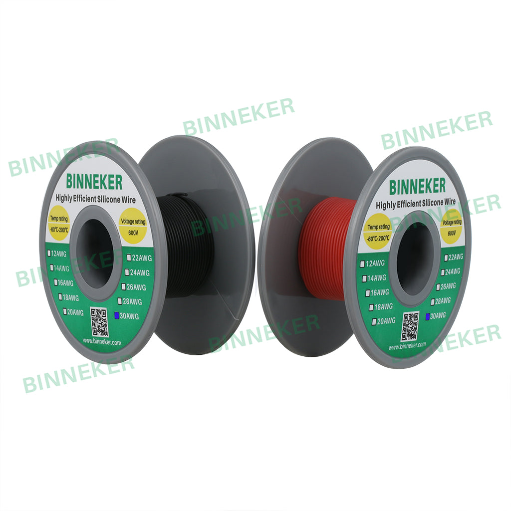 BINNEKER 30 Gauge Silicone Wire Red Black Each color 100ft